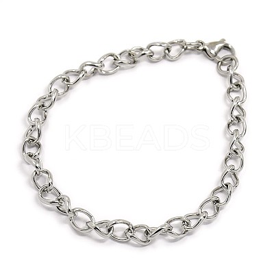 Tarnish Resistant Fashionable 304 Stainless Steel Side Twisted Chain Bracelets LS-STAS-A028-B073P-1