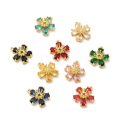 Real 18K Gold Plated Brass Micro Pave Cubic Zirconia Pendants KK-M238-04G-1
