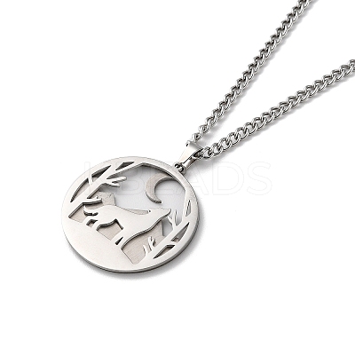 Non-Tarnish 304 Stainless Steel Double Layer Pendant Necklaces NJEW-D047-04P-1