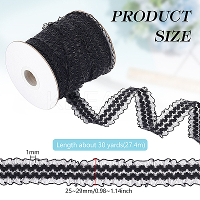 30 Yards Chinlon Pleated Flower Ribbon OCOR-WH0046-73A-1