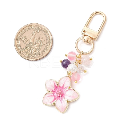Alloy Enamel Flower Pendant Decorations HJEW-JM03715-02-1