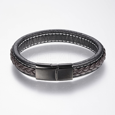 Braided Leather Cord Bracelets BJEW-H561-10A-1
