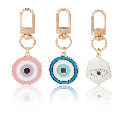 3Pcs Evil Eye Alloy Enamel Pendant Decoration HJEW-CP00035-1