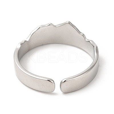 Non-Tarnish 304 Stainless Steel Mountain Open Cuff Ring for Women RJEW-E063-09P-1