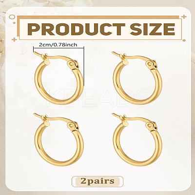 2Pairs 304 Stainless Steel Hoop Earrings EJEW-LP0012-17-1