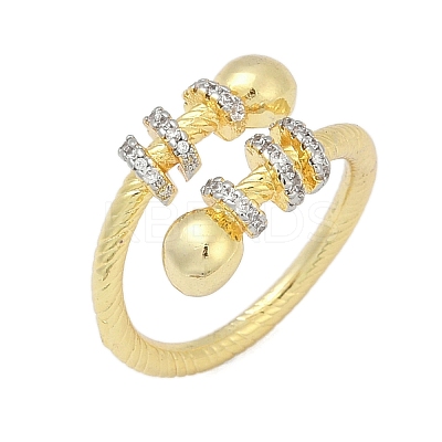 Brass Micro Pave Cubic Zirconia Open Cuff Ring for Women RJEW-F177-03GP-11-1