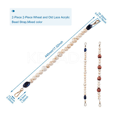 2Pcs 2 Style Wheat & Old Lace Acrylic Beads Bag Strap FIND-GN0001-04-1