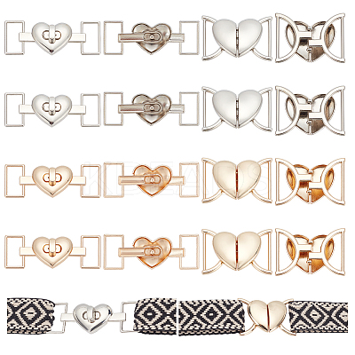 16Pcs 4 Styles Alloy Heart Shaped Buckle FIND-WR0010-54-1