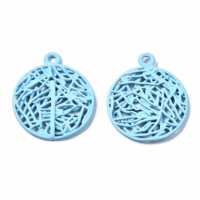 Spray Painted Alloy Pendants PALLOY-Q434-010B-NR-1