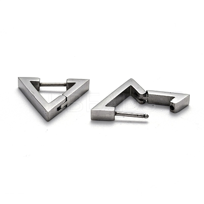 Tarnish Resistant 304 Stainless Steel Triangle Huggie Hoop Earrings STAS-H156-02B-P-1