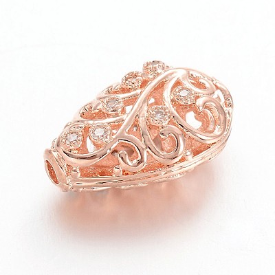 Brass Micro Pave Cubic Zirconia Beads ZIRC-K031-02RG-1