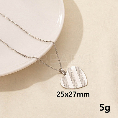 304 Stainless Steel Heart Pendant Necklace for Women SM6724-3-1