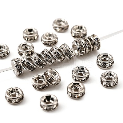 Rack Plating Brass Crystal Rhinestone Rondelle Space Beads RB-D303-P-1