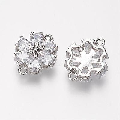 Brass Micro Pave Grade AAA Cubic Zirconia Links ZIRC-G086-17P-NR-1