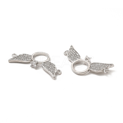 Brass Micro Pave Clear Cubic Zirconia Connector Charms KK-E068-VB068-1