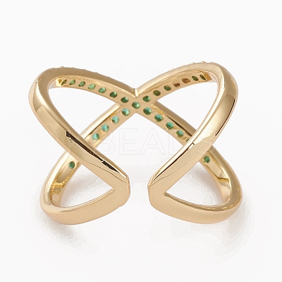 Brass Micro Pave Cubic Zirconia Cuff Rings LS-RJEW-C101-13G-E-1
