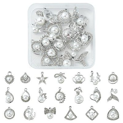20Pcs 20 Style Alloy Crystal Rhinestone Pendants ALRI-YW0001-14-1