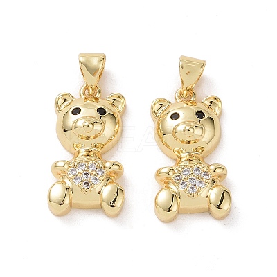 Brass Cubic Zirconia Pendants KK-G453-04G-1