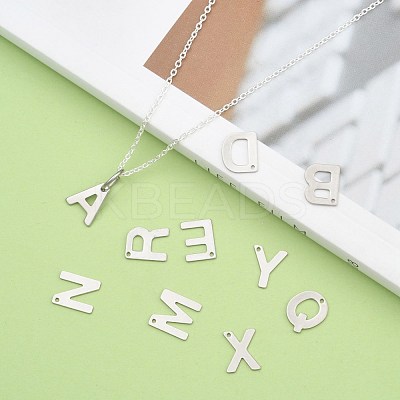 Tarnish Resistant 304 Stainless Steel Alphabet Charms STAS-O073-01-1