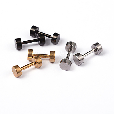 Flat Round 304 Stainless Steel Barbell Cartilage Earrings EJEW-L164-01-1