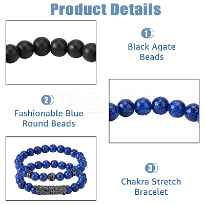 4Pcs 4 Style Natural Lapis Lazuli & Glass Beaded Stretch Bracelets Set BJEW-FI0001-56-1