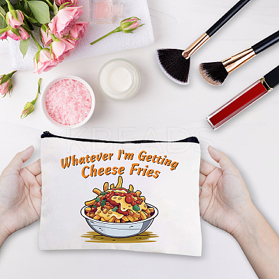 Polycotton Cheese Fries Printed Canvas Storage Bags ABAG-WH0029-136-1