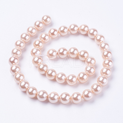Shell Pearl Beads Strands X-BSHE-L035-8mm-I01-1