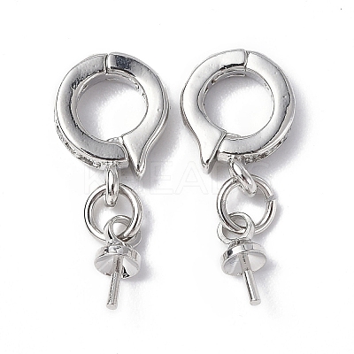 Brass Micro Pave Clear Cubic Zirconia Twister Clasps KK-P223-19P-1