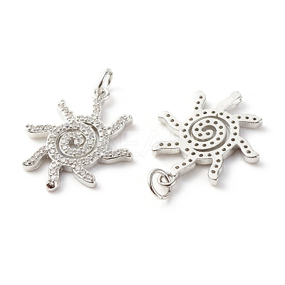 Brass Micro Pave Clear Cubic Zirconia Pendants ZIRC-P094-23P-RS-1