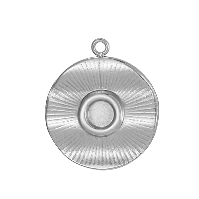 304 Stainless Steel Pendant Cabochon Settings STAS-OY010-28P-1