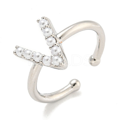 Rack Plating Brass Open Cuff Rings for Women RJEW-F162-01P-V-1