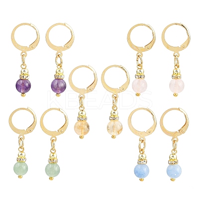 Natural & Synthetic Mixed Stone Round Hoop Earrings EJEW-JE06583-1
