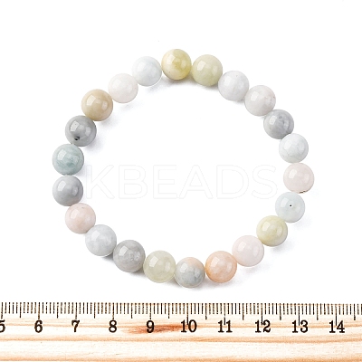 Natural Morganite Round Beaded Stretch Bracelets for Men Women BJEW-G743-01H-1