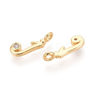 Brass Micro Pave Cubic Zirconia Charms KK-N263-97G-J-1