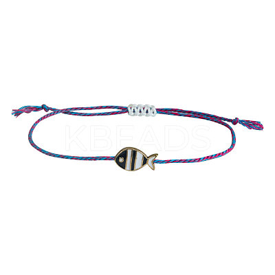 Alloy Enamel Fish Charm Adjustable Bracelets FS-WG707CF-03-1
