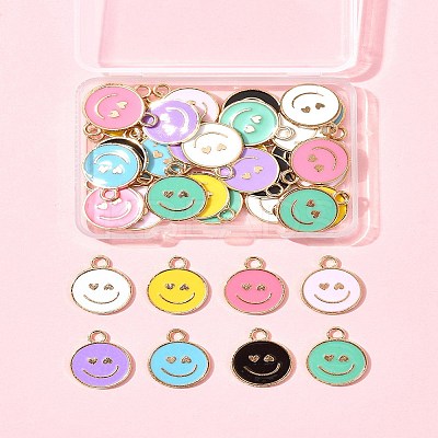 40Pcs 8 Colors Alloy Enamel Pendants ENAM-FS0002-06-1