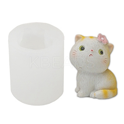 Cat with Flower Food Grade Silicone Molds LS-DIY-M031-33-1