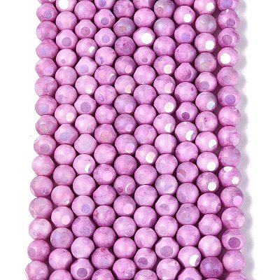 Ombre Effect Dyed Electroplate Opaque Glass Beads Strands EGLA-Q130-01A-14-1