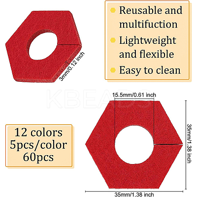 60Pcs 12 Colors Felt Wine Glass Charms AJEW-BC0003-09-1