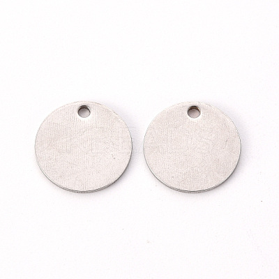Non-Tarnish 201 Stainless Steel Stamping Blank Tag Pendants X-STAS-T058-12mm-P-1