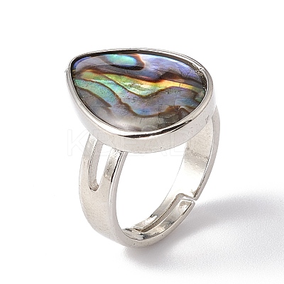 Natural Paua Shell Adjustable Rings RJEW-G260-01P-01-1