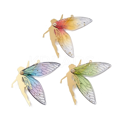 3Pcs 3 Colors Brass Angel Big Pendants PALLOY-TA00134-1
