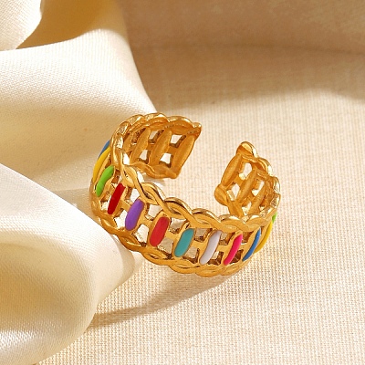 304 Stainless Steel Cuff Open Rings for Women RJEW-I113-02G-03-1