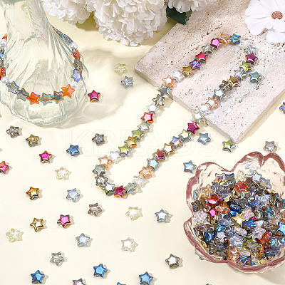 300Pcs 15 Colors Electroplate Transparent Glass Beads GLAA-PA0001-18-1