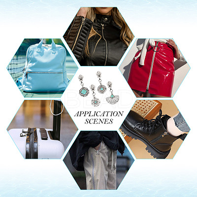 16Pcs 4 Styles Alloy with Synthetic Turquoise Zipper Pulls HJEW-TAC0098-1