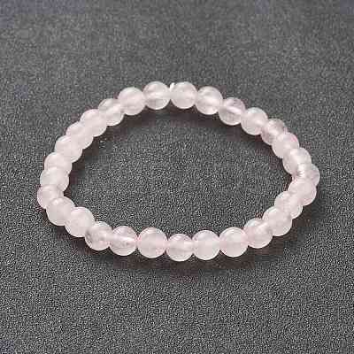 Natural Rose Quartz Beaded Stretch Bracelets BJEW-A117-B-11-1