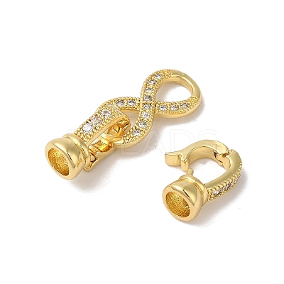 Rack Plating Brass Micro Pave Clear Cubic Zirconia Fold Over Clasps KK-A222-12G-1