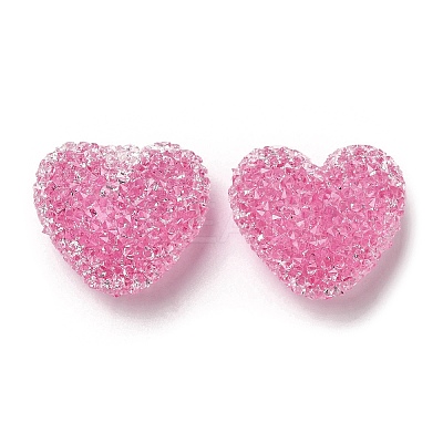 Drusy Heart Resin Rhinestone Beads RESI-C038-01D-1