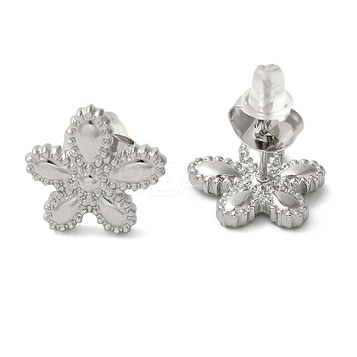Non-Tarnish 304 Stainless Steel Embossing Stud Earrings LS-EJEW-U001-06P-03-1