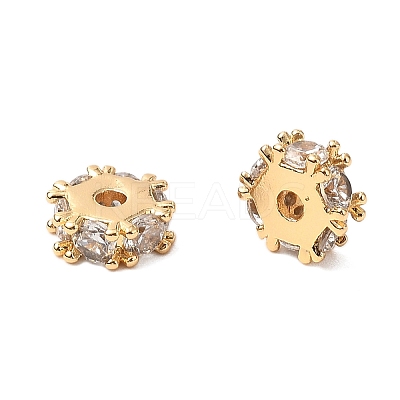 Brass Micro Pave Cubic Zirconia Beads KK-A259-03G-1